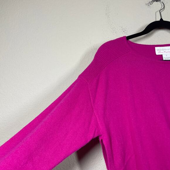 Design History Small Pure Cashmere Cut Out Sweater Fuchsia Pink Long Sleeves - Picture 4 of 7
